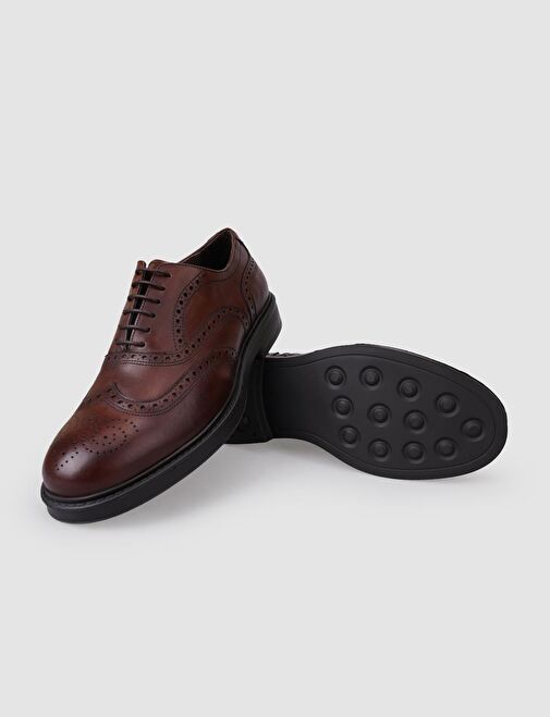 %100 Hakiki Deri Kahverengi Erkek Ayakkabı - Görsel 5