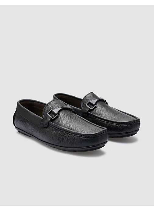 %100 Hakiki Deri Siyah Erkek Loafer - Görsel 3