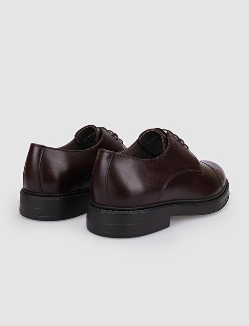 %100 Hakiki Deri Kahverengi Bağcıklı Erkek Günlük Ayakkabı - Görsel 4