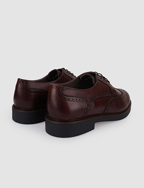 %100 Hakiki Deri Kahverengi Bağcıklı Erkek Günlük Ayakkabı - Görsel 4