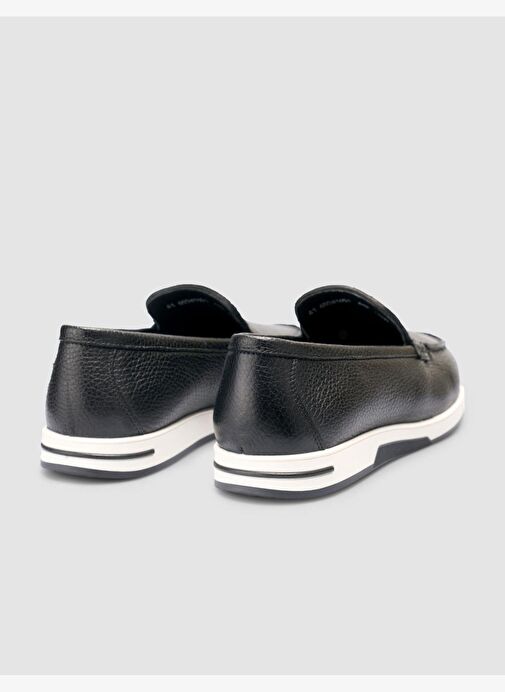 %100 Hakiki Deri Siyah Erkek Loafer - Görsel 4
