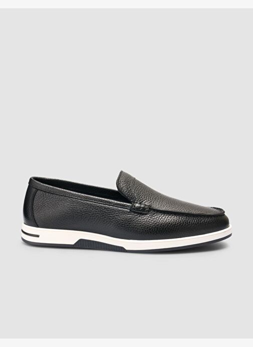 %100 Hakiki Deri Siyah Erkek Loafer - Görsel 2