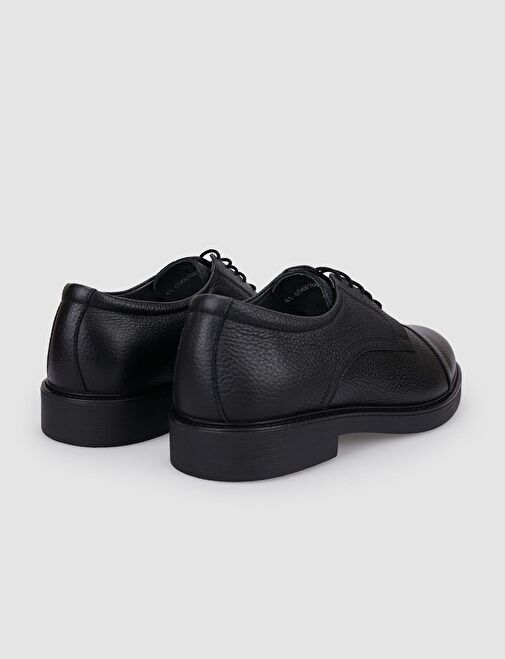 %100 Hakiki Deri Siyah Bağcıklı Erkek Günlük Ayakkabı - Görsel 4