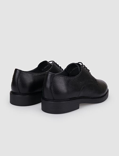 %100 Hakiki Deri Siyah Bağcıklı Erkek Günlük Ayakkabı - Görsel 4