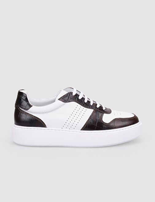 Cabani Ayakkabı Beyaz-Kahverengi Erkek Deri Sneaker 100668R - Görsel 2