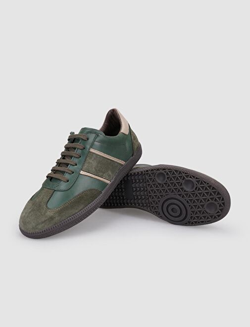 %100 Hakiki Deri Haki Bağcıklı Kadın Sneaker - Görsel 5