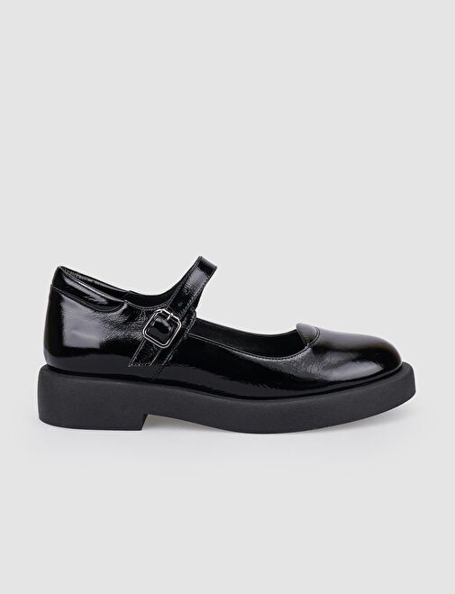 Cabani Ayakkabı Siyah Kadın Rugan Düz Ayakkabı 123172R - Görsel 2