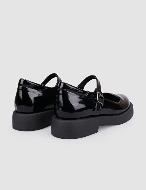 Cabani Ayakkabı Siyah Kadın Rugan Düz Ayakkabı 123172R - Görsel 4