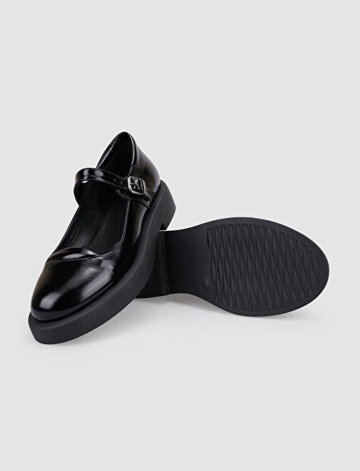 Cabani Ayakkabı Siyah Kadın Rugan Düz Ayakkabı 123172R - Görsel 5