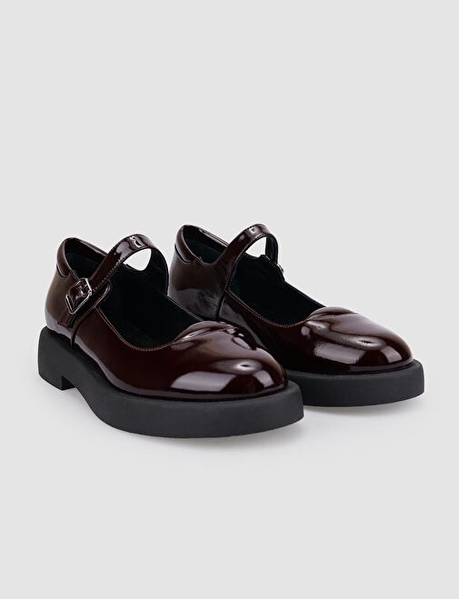 Cabani Ayakkabı Bordo Kadın Rugan Düz Ayakkabı 123172 - Görsel 3