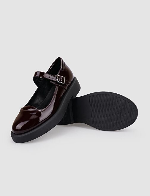 Cabani Ayakkabı Bordo Kadın Rugan Düz Ayakkabı 123172 - Görsel 5