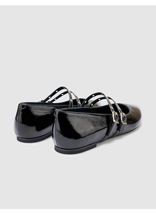 %100 Hakiki Deri Siyah Rugan Kadın Günlük Ayakkabı - Görsel 4