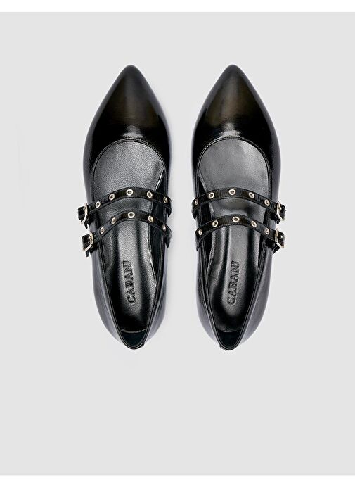 %100 Hakiki Deri Siyah Rugan Kadın Günlük Ayakkabı - Görsel 5