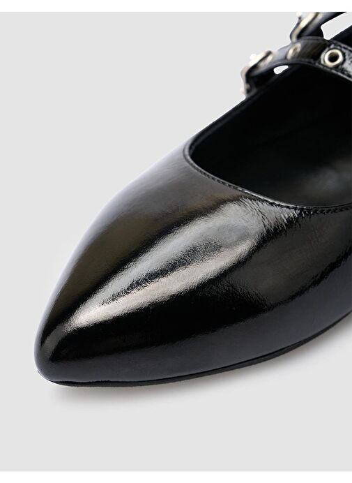 %100 Hakiki Deri Siyah Rugan Kadın Günlük Ayakkabı - Görsel 8