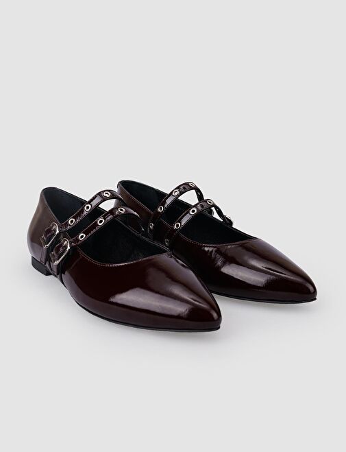 Cabani Ayakkabı Siyah Kadın Rugan Düz Ayakkabı 125980 - Görsel 3