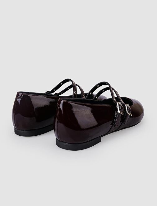 Cabani Ayakkabı Siyah Kadın Rugan Düz Ayakkabı 125980 - Görsel 4