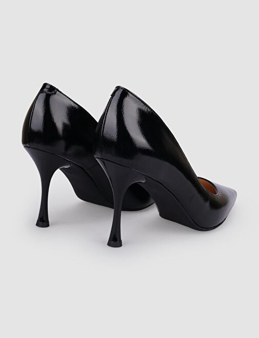 %100 Hakiki Deri Siyah Rugan Kadın Stiletto - Görsel 4