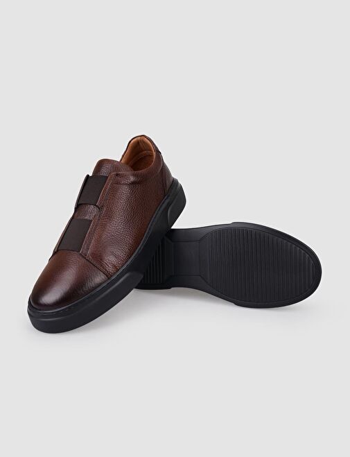 %100 Hakiki Deri Taba Lastikli Erkek Sneaker - Görsel 5