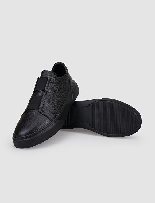 Harrow %100 Hakiki Deri Siyah Lastikli Erkek Sneaker - Görsel 5