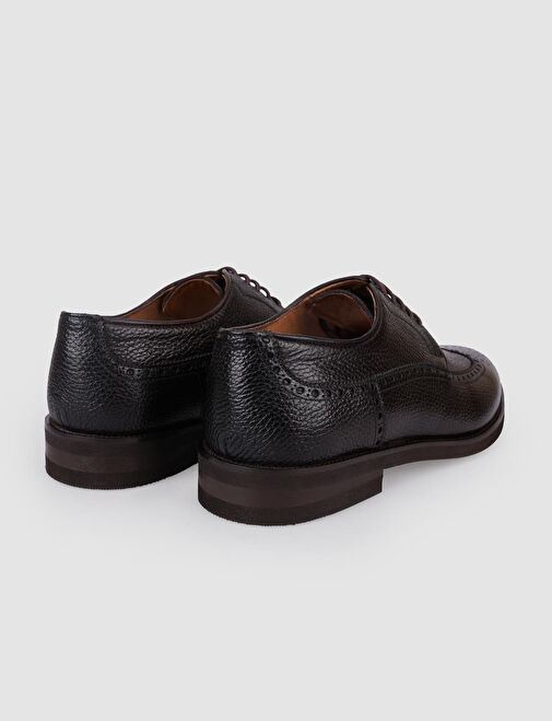 %100 Hakiki Deri Kahverengi Bağcıklı Erkek Klasik Ayakkabı - Görsel 4