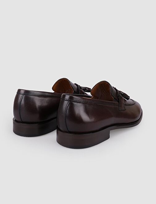 %100 Hakiki Deri Kahverengi Fiyonk Detaylı Erkek Klasik Ayakkabı - Görsel 4