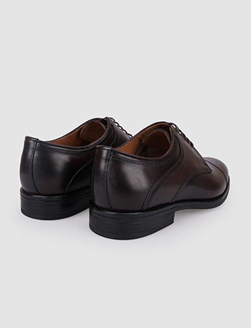 %100 Hakiki Deri Kahverengi Bağcıklı Erkek Klasik Ayakkabı - Görsel 4