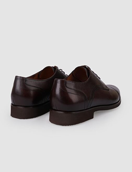 %100 Hakiki Deri Kahverengi Bağcıklı Erkek Klasik Ayakkabı - Görsel 4