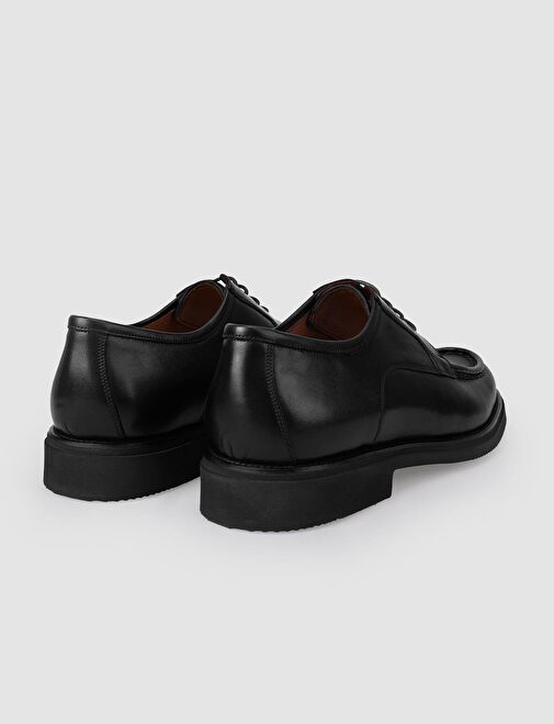 %100 Hakiki Deri Siyah Bağcıklı Erkek Klasik Ayakkabı - Görsel 4