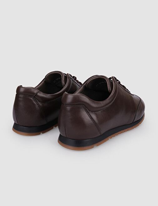 %100 Hakiki Deri Kahverengi Bağcıklı Erkek Günlük Ayakkabı - Görsel 4