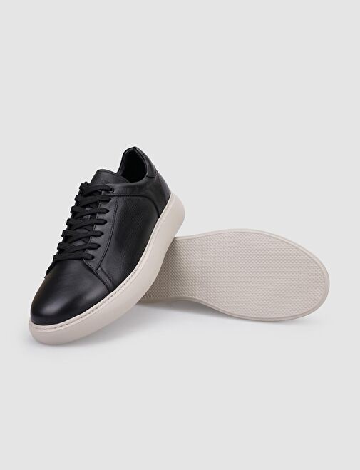 Harrow %100 Hakiki Deri Siyah Bağcıklı Erkek Spor Ayakkabı - Görsel 5