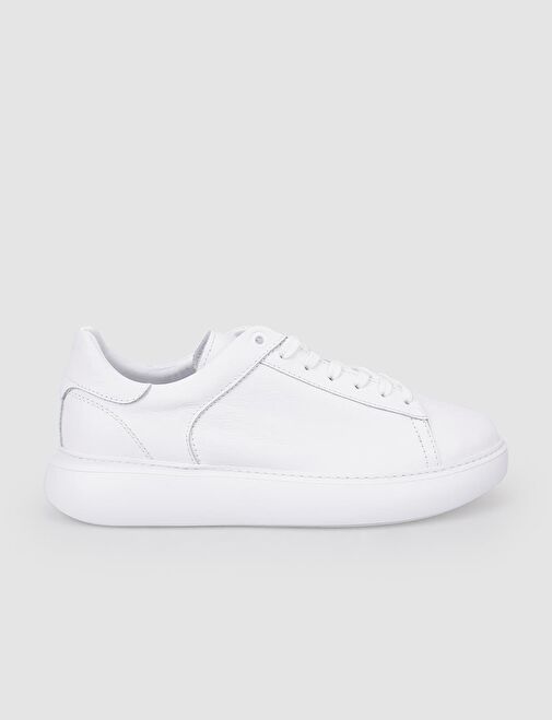 Harrow %100 Hakiki Deri Beyaz Bağcıklı Erkek Spor Ayakkabı - Görsel 2