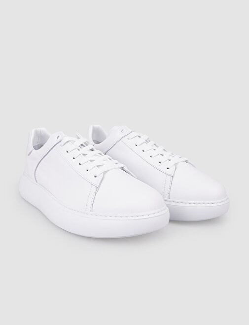 Harrow %100 Hakiki Deri Beyaz Bağcıklı Erkek Spor Ayakkabı - Görsel 3