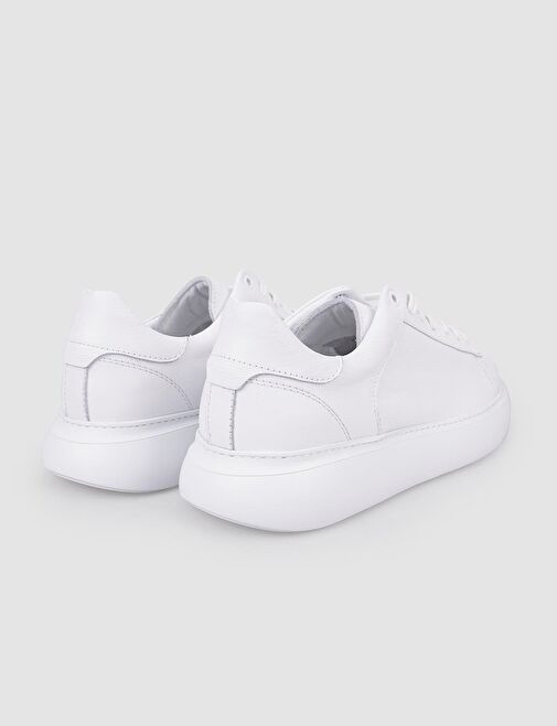 Harrow %100 Hakiki Deri Beyaz Bağcıklı Erkek Spor Ayakkabı - Görsel 4