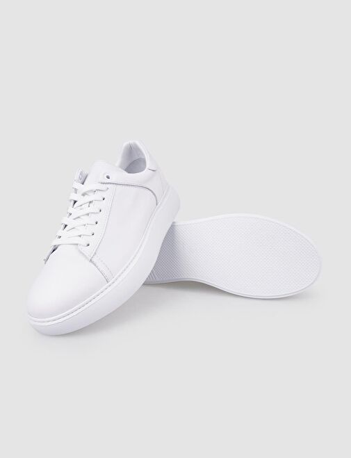 Harrow %100 Hakiki Deri Beyaz Bağcıklı Erkek Spor Ayakkabı - Görsel 5