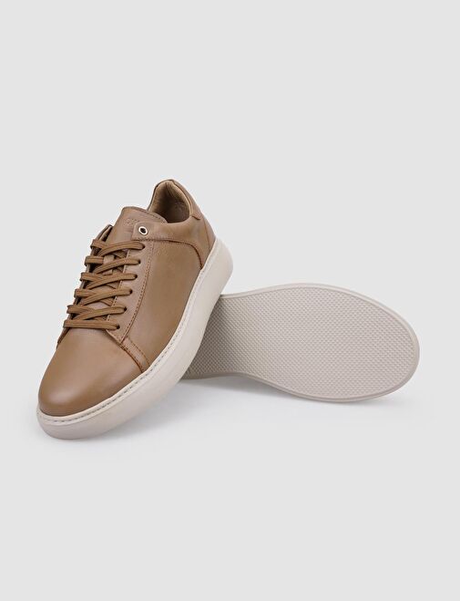 %100 Hakiki Deri Vizon Bağcıklı Erkek Spor Ayakkabı - Görsel 5