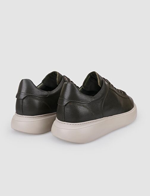 Harrow %100 Hakiki Deri Haki Bağcıklı Erkek Spor Ayakkabı - Görsel 4