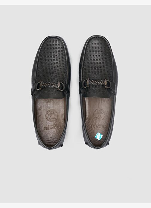 %100 Hakiki Deri Siyah Tokalı Erkek Loafer - Görsel 5