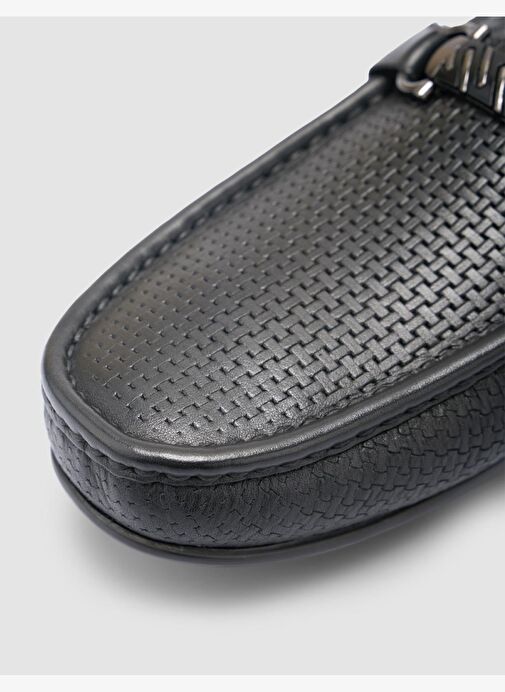 %100 Hakiki Deri Siyah Tokalı Erkek Loafer - Görsel 8