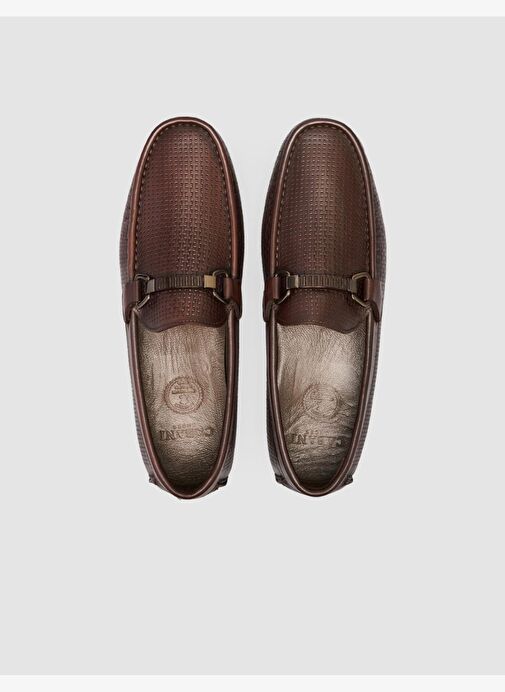 %100 Hakiki Deri Kahverengi Tokalı Erkek Loafer - Görsel 5