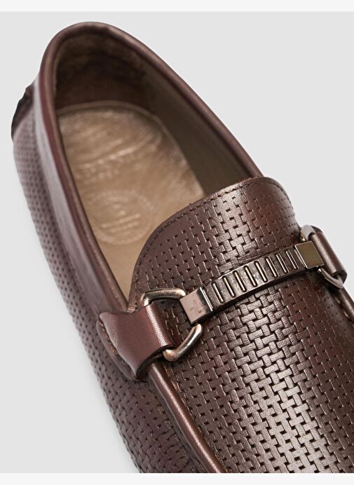 %100 Hakiki Deri Kahverengi Tokalı Erkek Loafer - Görsel 7