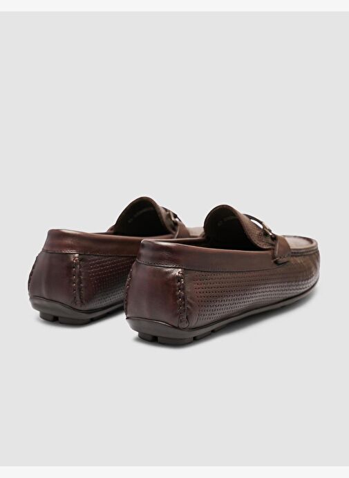 %100 Hakiki Deri Kahverengi Tokalı Erkek Loafer - Görsel 4