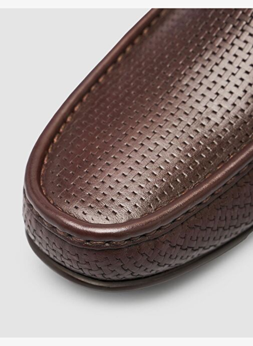 %100 Hakiki Deri Kahverengi Tokalı Erkek Loafer - Görsel 8