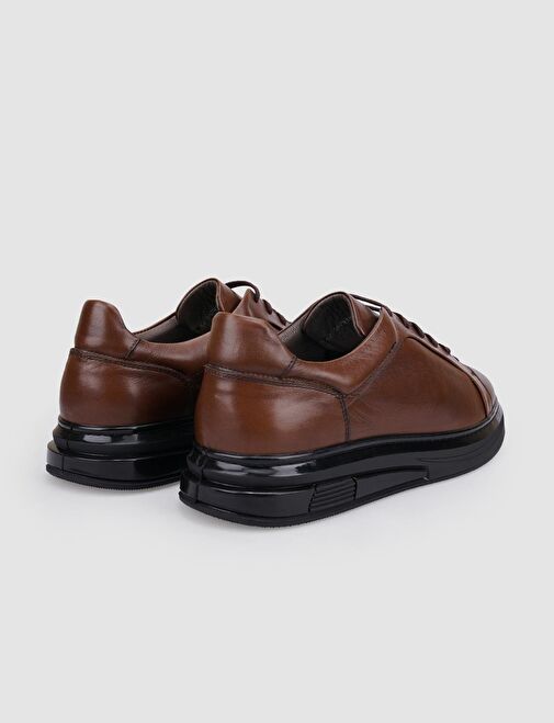 %100 Hakiki Deri Taba Bağcıklı Erkek Spor Ayakkabı - Görsel 4