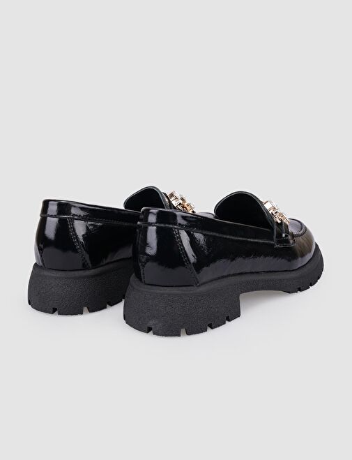 Cabani Ayakkabı Siyah Kadın Rugan Loafer 125504R - Görsel 4