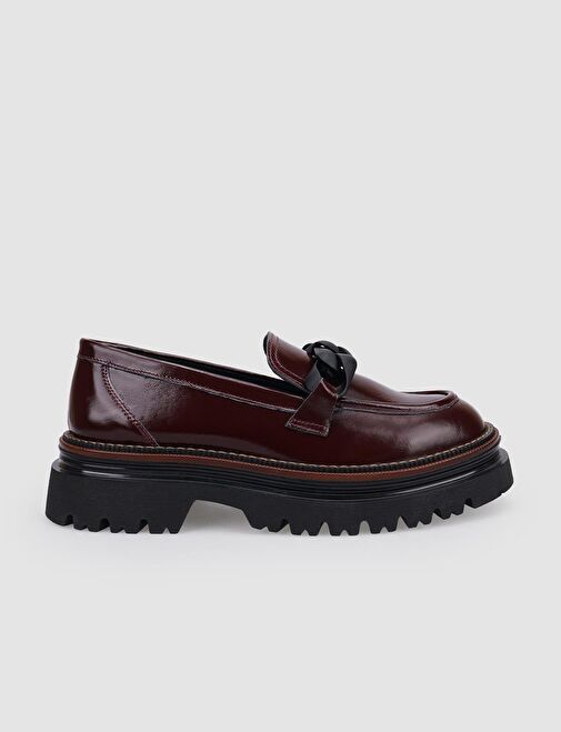 %100 Hakiki Deri Bordo Rugan Toka Detaylı Kadın Günlük Ayakkabı - Görsel 2