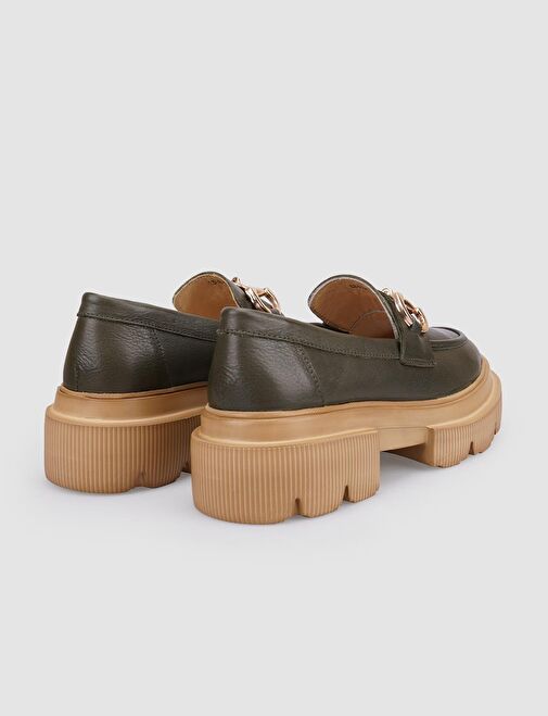 Cabani Ayakkabı Haki Kadın Deri Loafer 126077 - Görsel 4