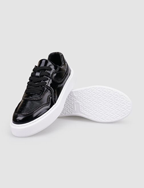Cabani Ayakkabı Siyah Kadın Rugan Sneaker 126081 - Görsel 5
