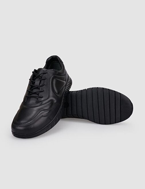 Harrow %100 Hakiki Deri Siyah Bağcıklı Erkek Günlük Ayakkabı - Görsel 5