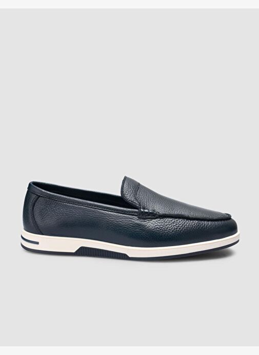 %100 Hakiki Deri Lacivert Erkek Loafer - Görsel 2