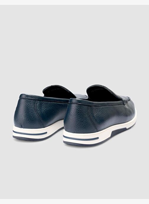 %100 Hakiki Deri Lacivert Erkek Loafer - Görsel 4